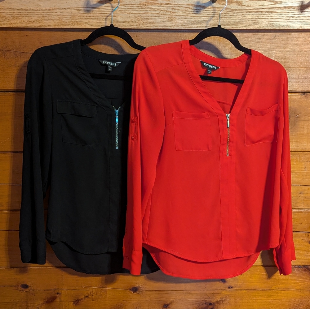 Express Set of 2 Women's Zipper Blouses